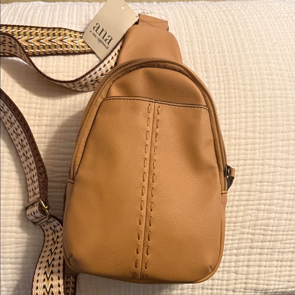 a.n.a Handbags - a.n.a Crossbody Sling Bag Tan Faux Leather Adjustable Strap NWT